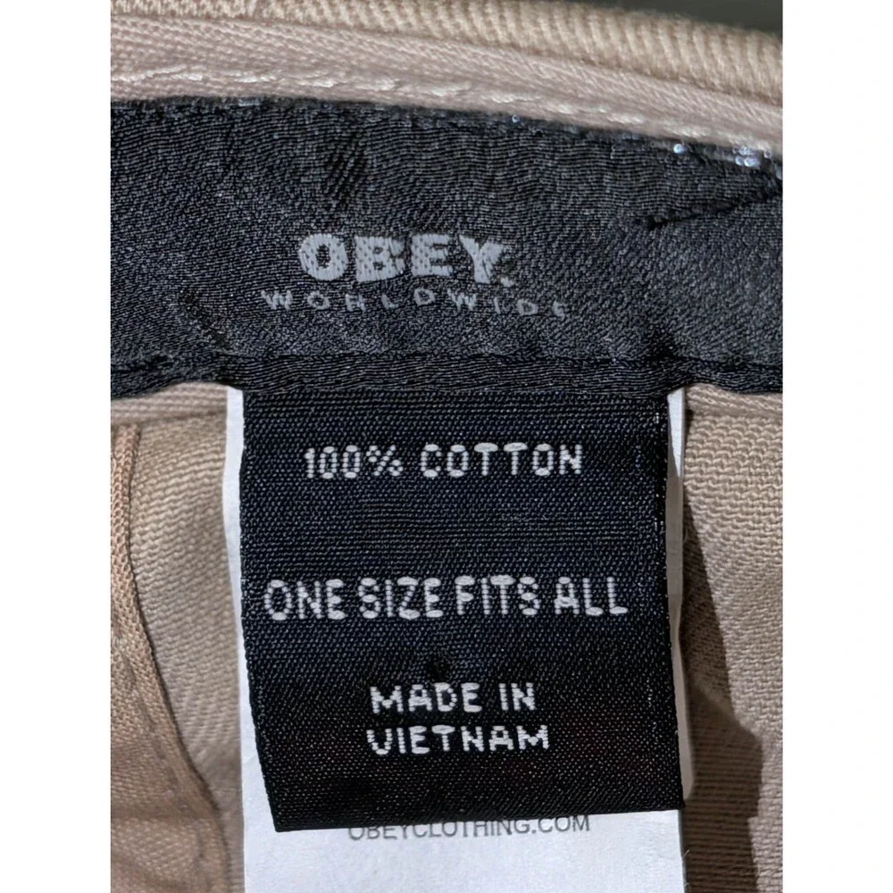 OBEY International Propaganda Tan Strap Back Adjustable Embroidered Cap